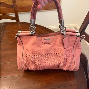 Coach Woven Leather Madison Tote Bag with strap USED